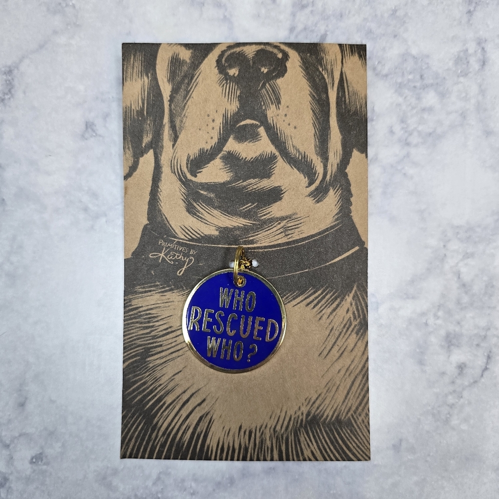 Who Rescued Who Dog Collar Charm
